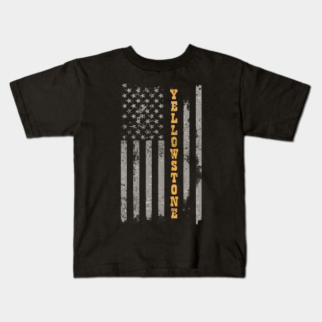 Old Yellowstone Flag Kids T-Shirt by Etopix